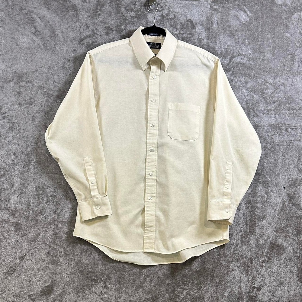 Stafford Cream Oxford Button-Up Shirt 16/33 | Preppy Old Money Business Casual
